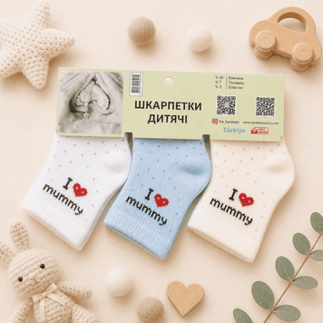 Набір шкарпеток для новонароджених теплі з м'якою резинкою, 0-6 міс, махрові, "Кохання" 2532 фото